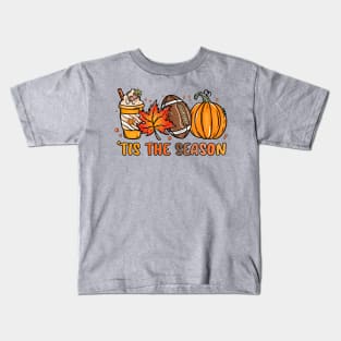 'Tis the season Fall coffee cup football Thanksgiving Kids T-Shirt